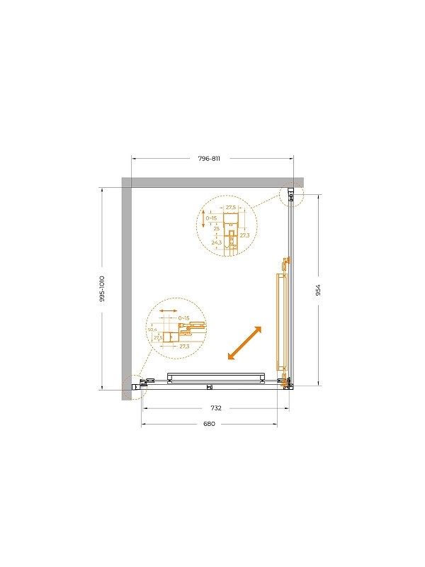 Душевой уголок Cezares Lux 80x100 LUX-AH-FS-1-80/100-C-CR