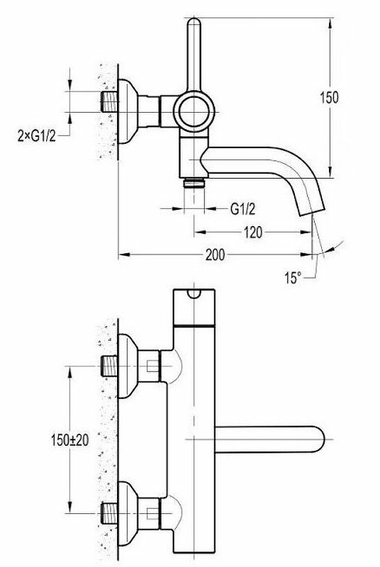 Смеситель для ванны Cezares Eco ECO-VD-NOP