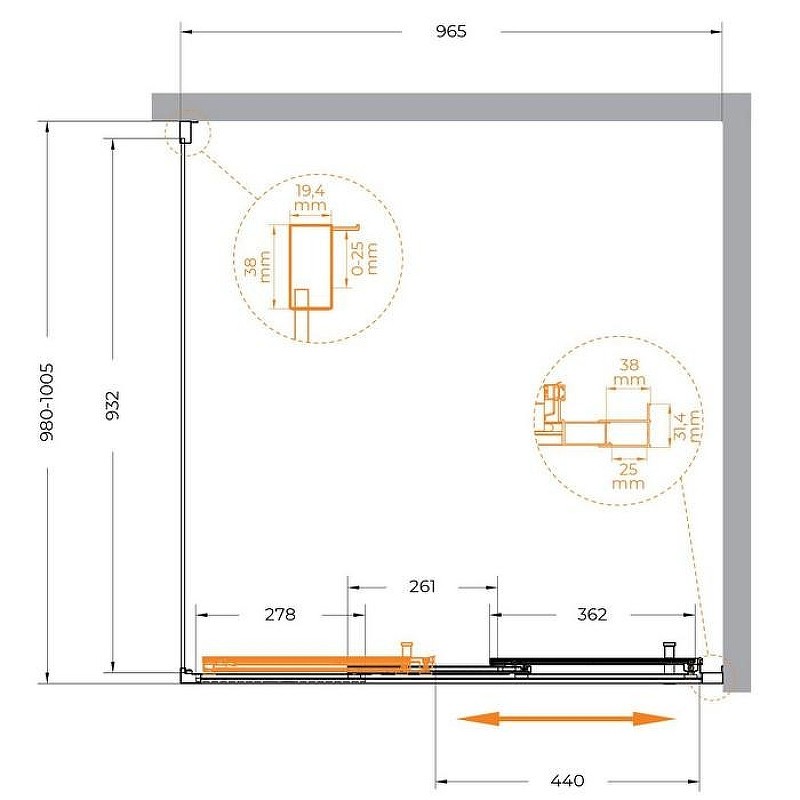 Душевой уголок Cezares Molveno 100x100 MOLVENO-AF-31-100-C-CR-IV