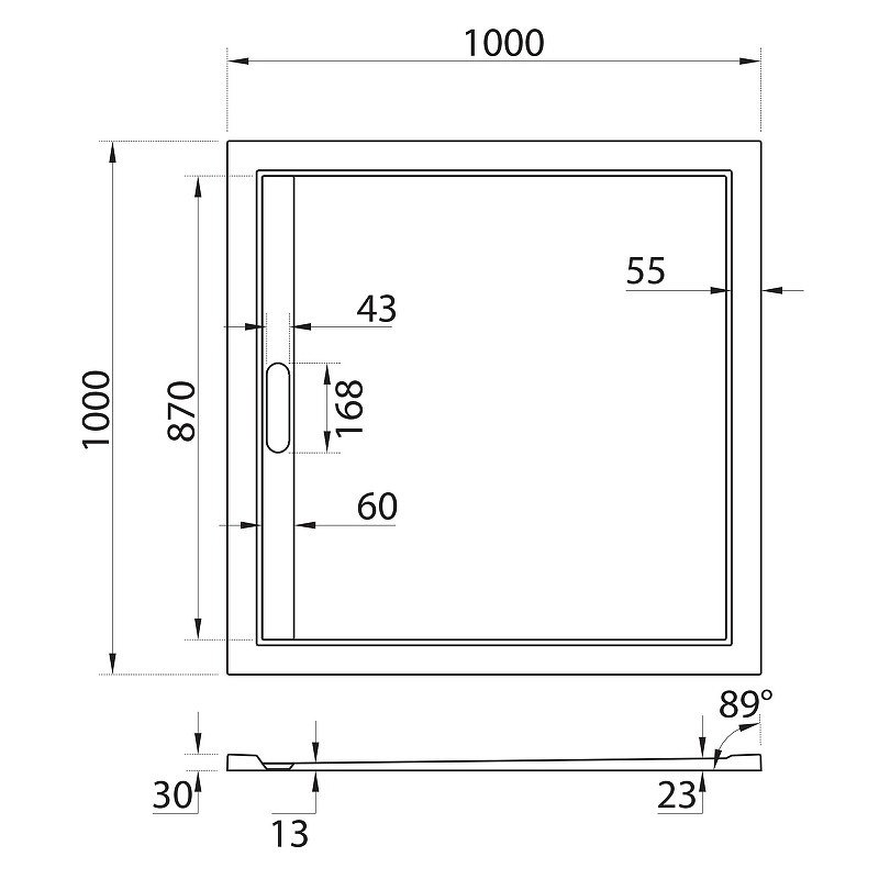 Душевой поддон из искусственного камня Cezares Tray AS 100х100 TRAY-AS-A-100-30-NERO