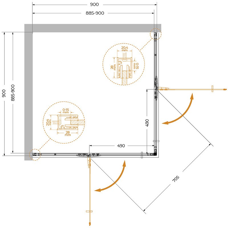 Душевой уголок Cezares Liner 90x90 LINER-A-2-90-C-Cr