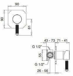 Смеситель для душа Cezares Olimp DIM2-L OLIMP-DIM2-03/24-L