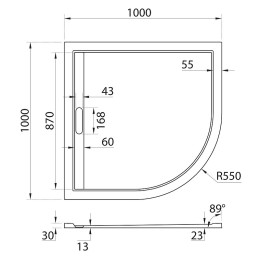 Душевой поддон из искусственного камня Cezares Tray AS 100х100 TRAY-AS-R-100-30-W