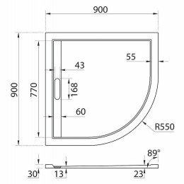 Душевой поддон из искусственного камня Cezares Tray AS 90х90 TRAY-AS-R-90-30-NERO