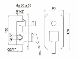 Смеситель для душа Cezares Olimp VDIM-L OLIMP-VDIM-03/24-L