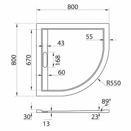 Душевой поддон из искусственного камня Cezares Tray AS 80x80 TRAY-AS-R-80-30-W