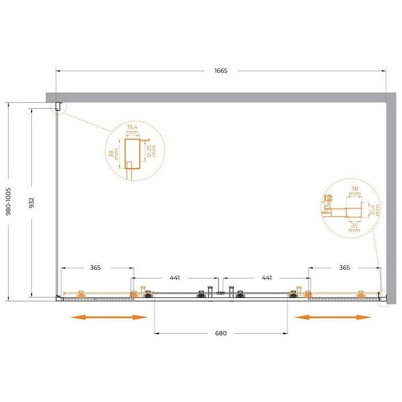 Душевой уголок Cezares Molveno 170x100 MOLVENO-AH-2/1-170/100-C-Cr-IV
