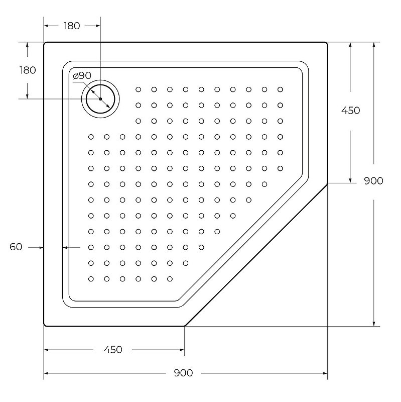 Акриловый поддон для душа Cezares Tray A 90х90 TRAY-A-P-90-15-W0