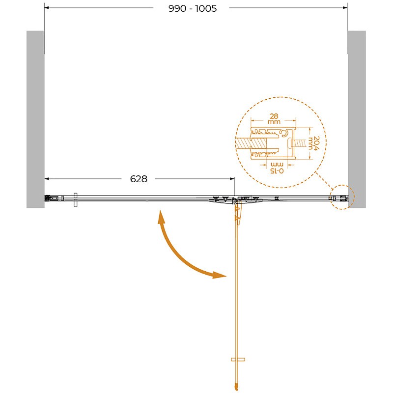 Душевая дверь Cezares Liner 100 R LINER-B-12-100-C-Cr-R