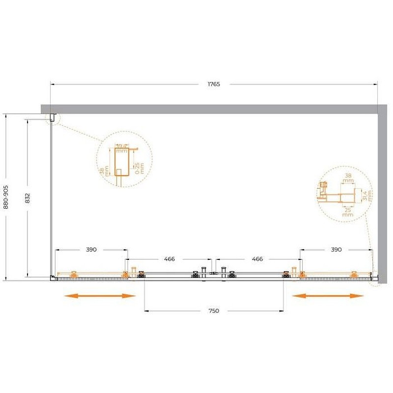 Душевой уголок Cezares Molveno 180x90 MOLVENO-AH-2/1-180/90-C-Cr-IV.